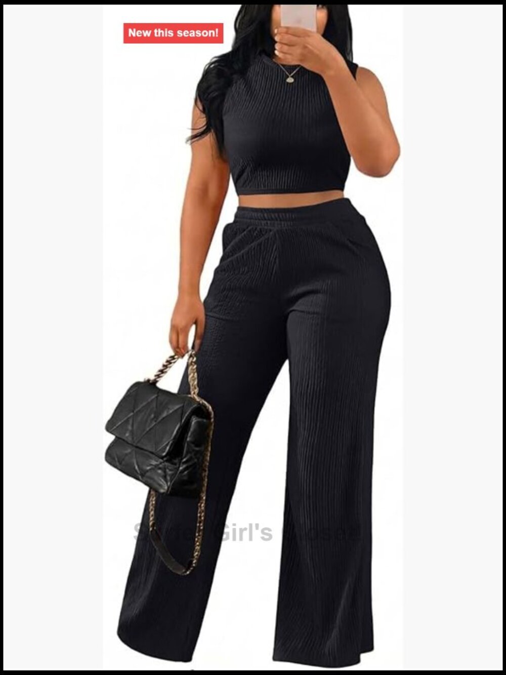 Sleeveless Crop Top and Flare Pants 2 Piece Lounge Set